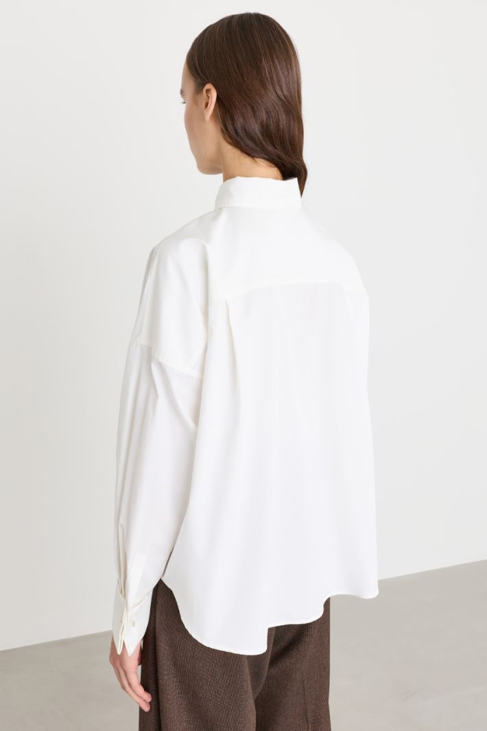 Boxy poplin shirt - WHITE - Intrend - 4