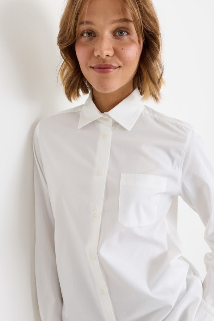 Camicia in popeline con taschino - BIANCO - Intrend - 3