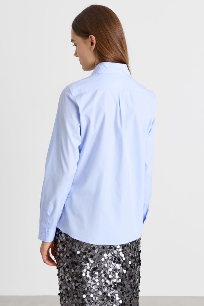 Camicia in popeline con taschino - AZZURRO - Intrend - 4