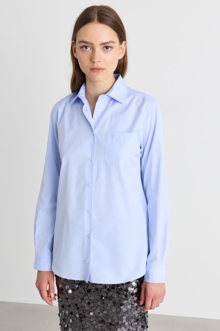 Camicia in popeline con taschino - AZZURRO - Intrend - 2