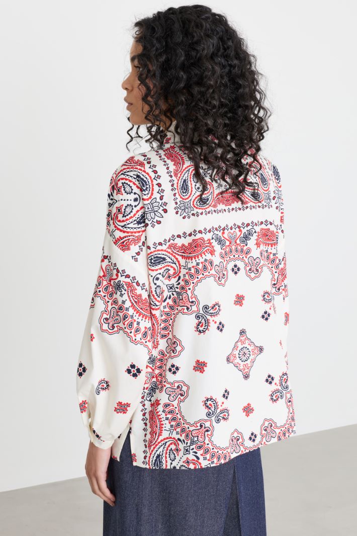 Camicia in popeline con fantasia - BIANCO ROSSO BLU - Intrend - 4