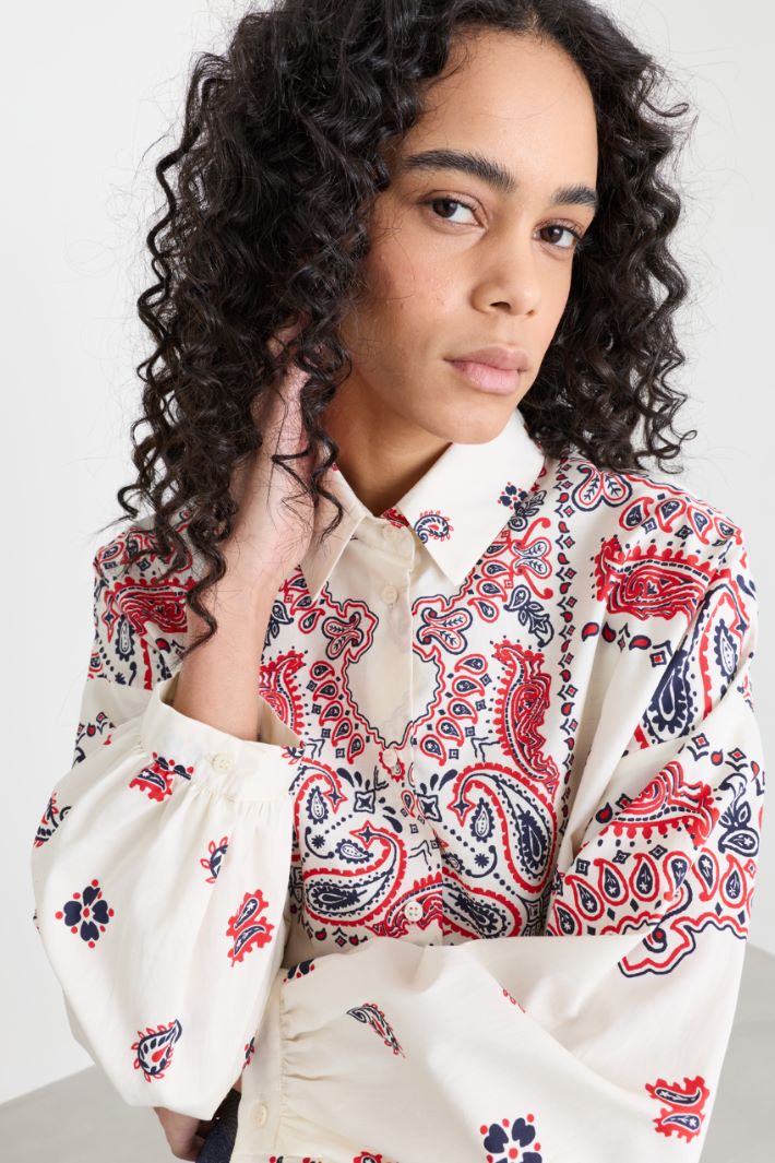 Camicia in popeline con fantasia - BIANCO ROSSO BLU - Intrend - 3