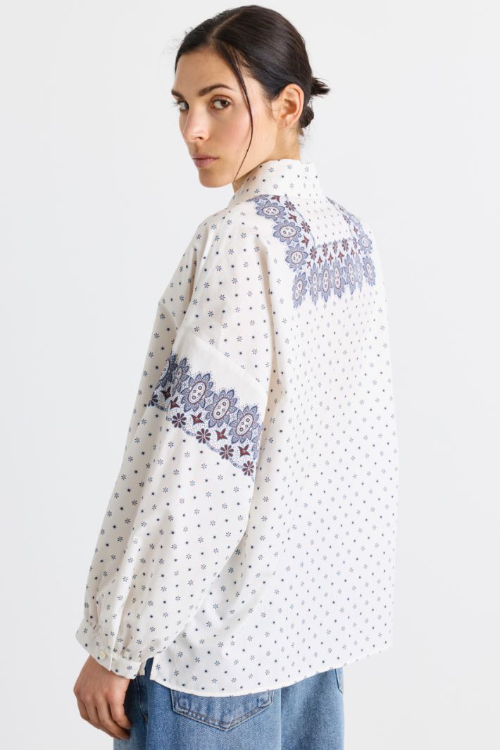 Camicia in popeline con fantasia - BIANCO - Intrend - 4