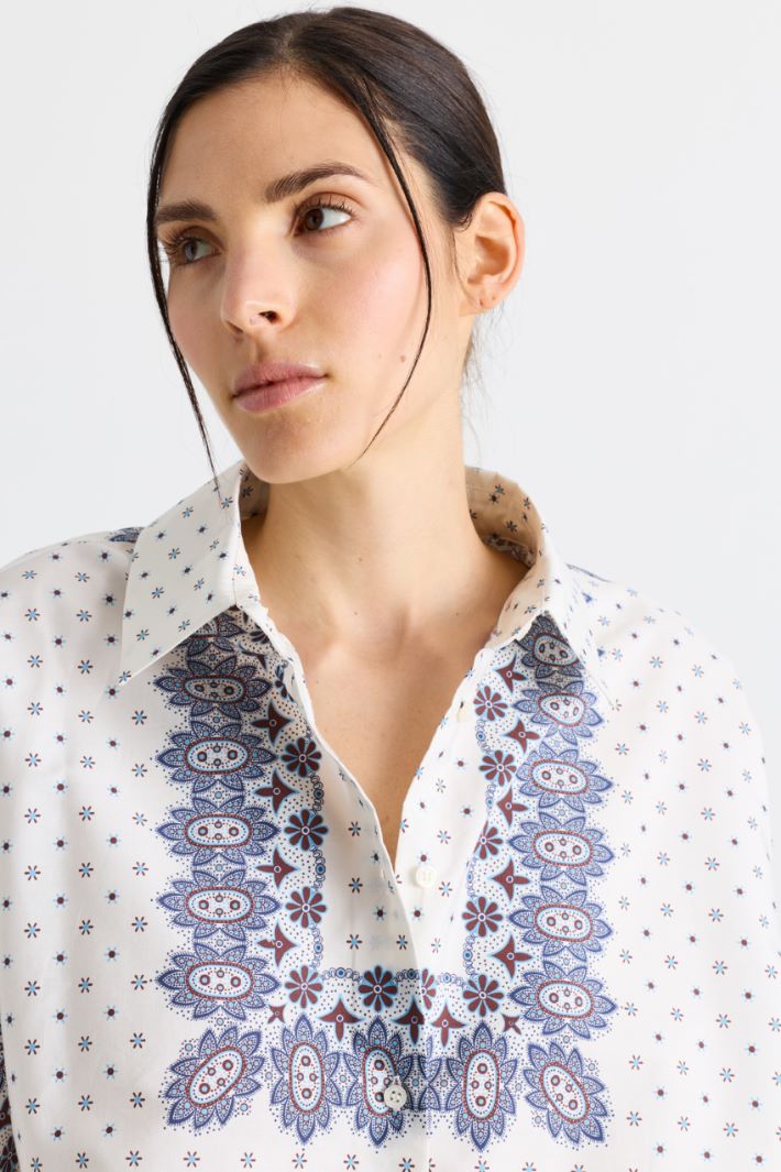 Camicia in popeline con fantasia - BIANCO - Intrend - 3