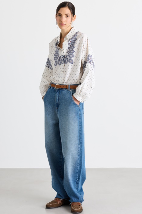 Camicia in popeline con fantasia - Intrend