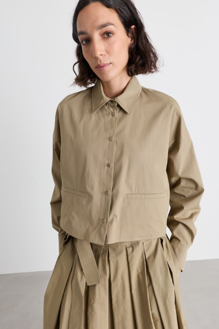Camicia boxy in popeline - BEIGE - Intrend - 3