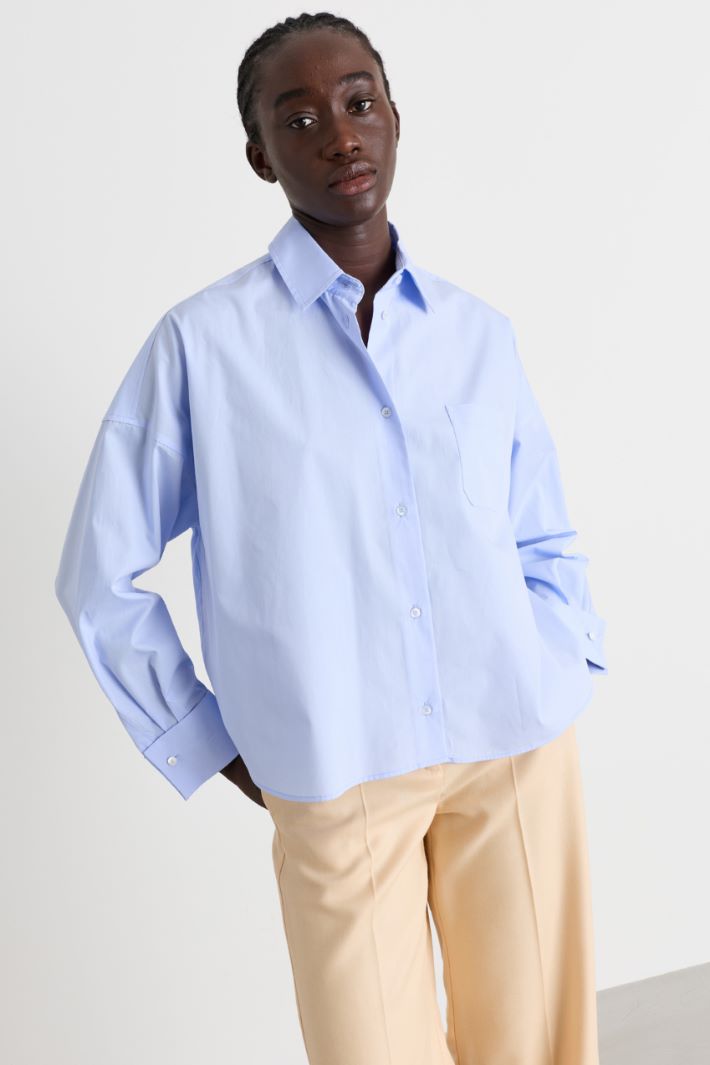 Camicia over in popeline - AZZURRO - Intrend - 2