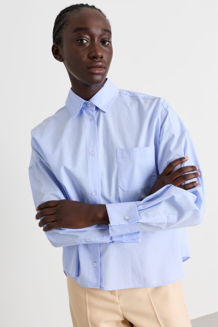 Camicia over in popeline - AZZURRO - Intrend - 3