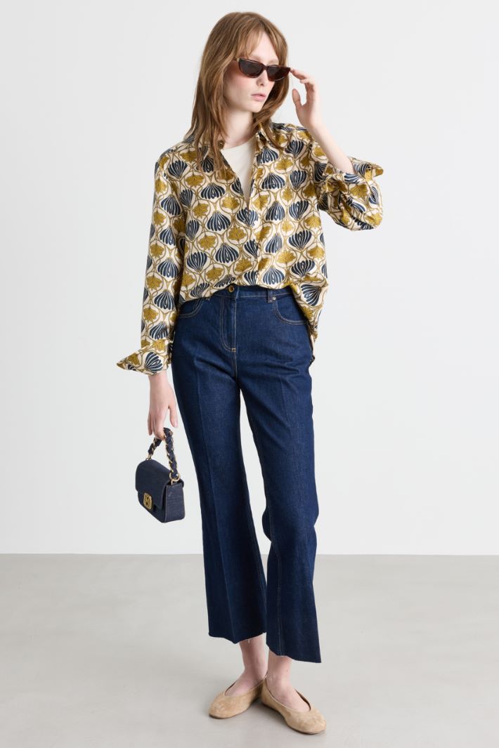 Camicia ampia con fantasia - ORO BLU - Intrend