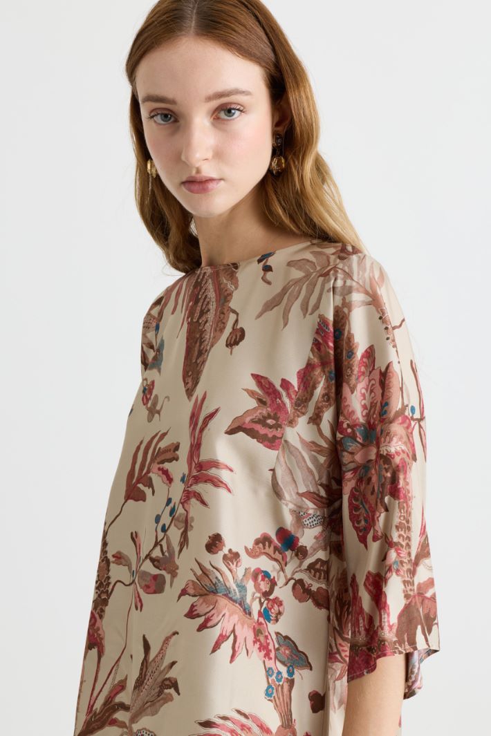 Printed twill blouse - BEIGE RED BLUE - Intrend - 3