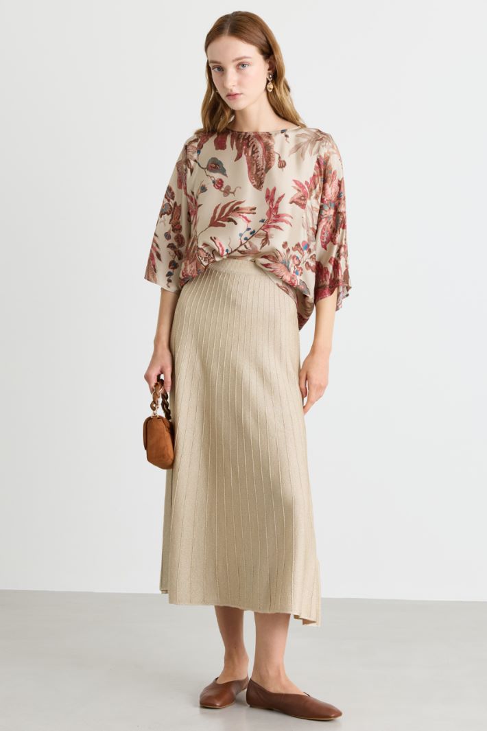 Printed twill blouse - BEIGE RED BLUE - Intrend
