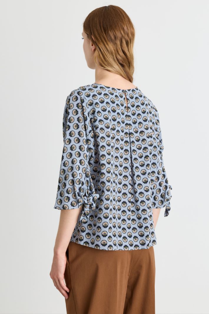 Blusa in crepe de chine - AZZURRO - Intrend - 4