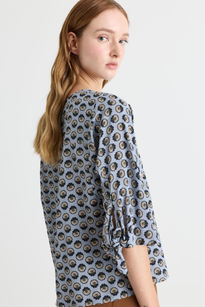 Blusa in crepe de chine - AZZURRO - Intrend - 3