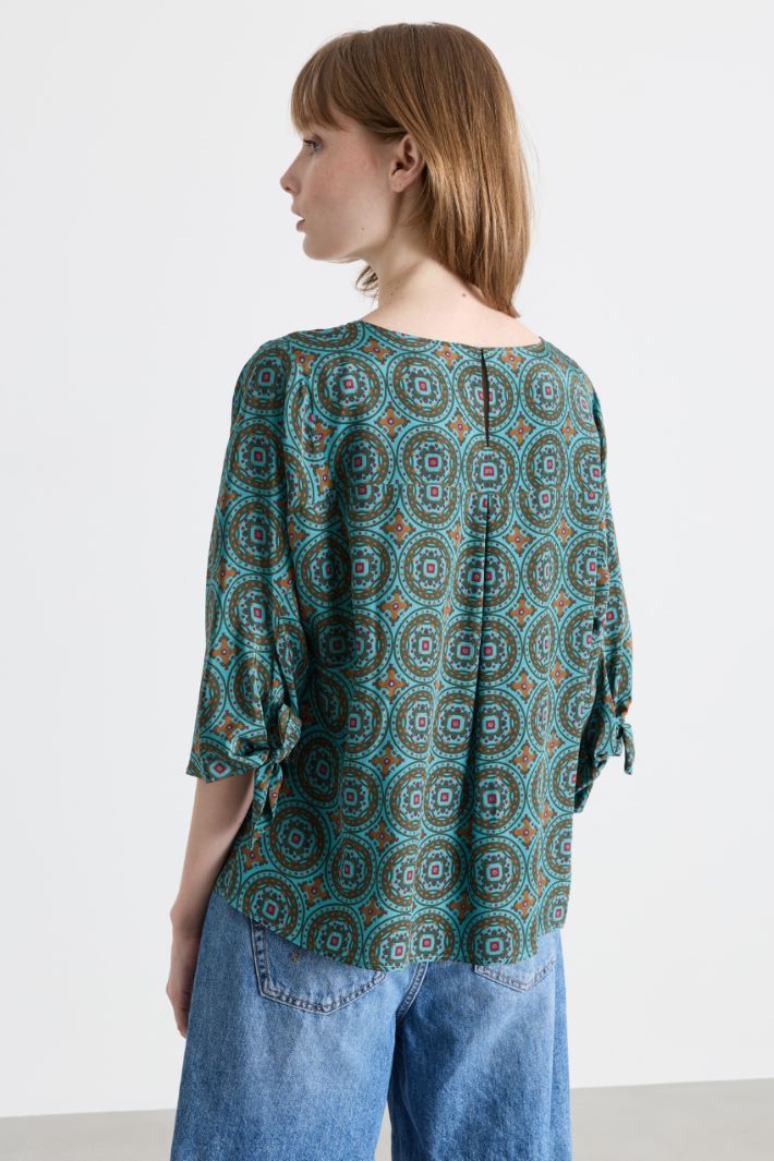 Blusa in  crepe de chine - VERDE - Intrend - 4