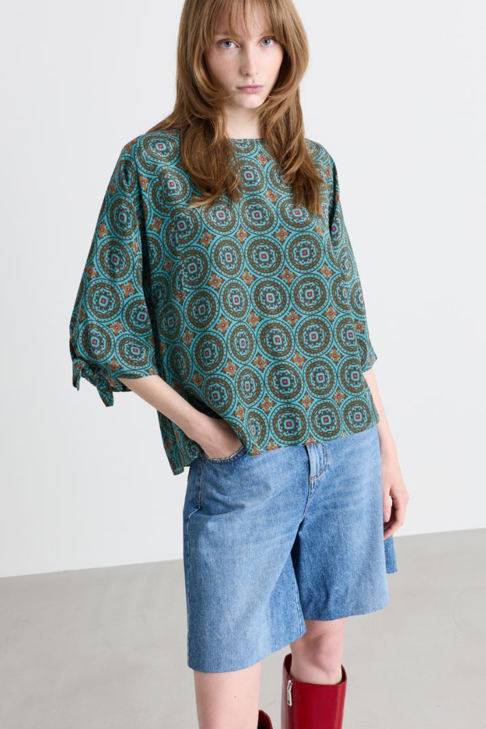Blusa in  crepe de chine - VERDE - Intrend - 2