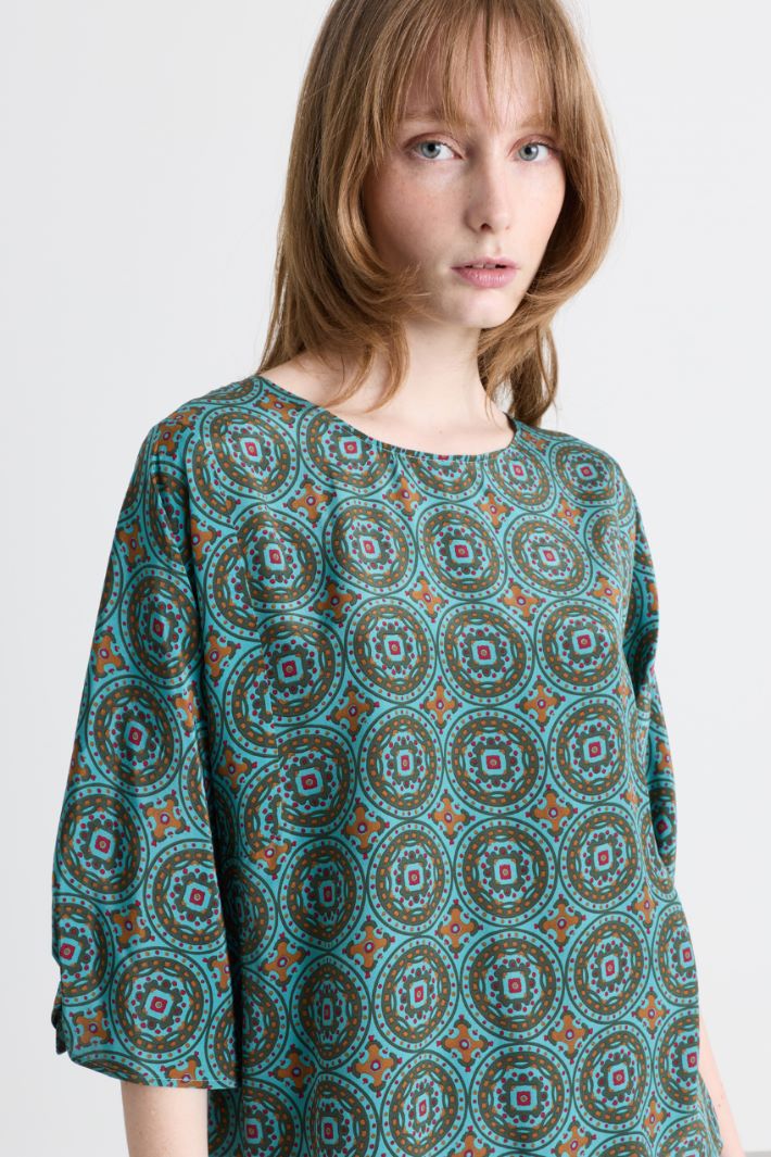 Blusa in  crepe de chine - VERDE - Intrend - 3