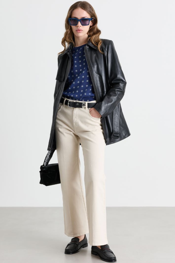 Blusa in crepe de chine - BLU BIANCO - Intrend