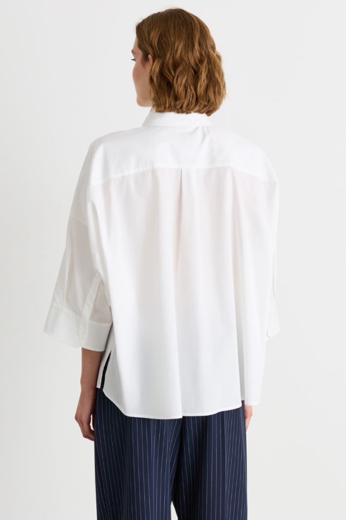 Oversized poplin shirt - WHITE - Intrend - 4