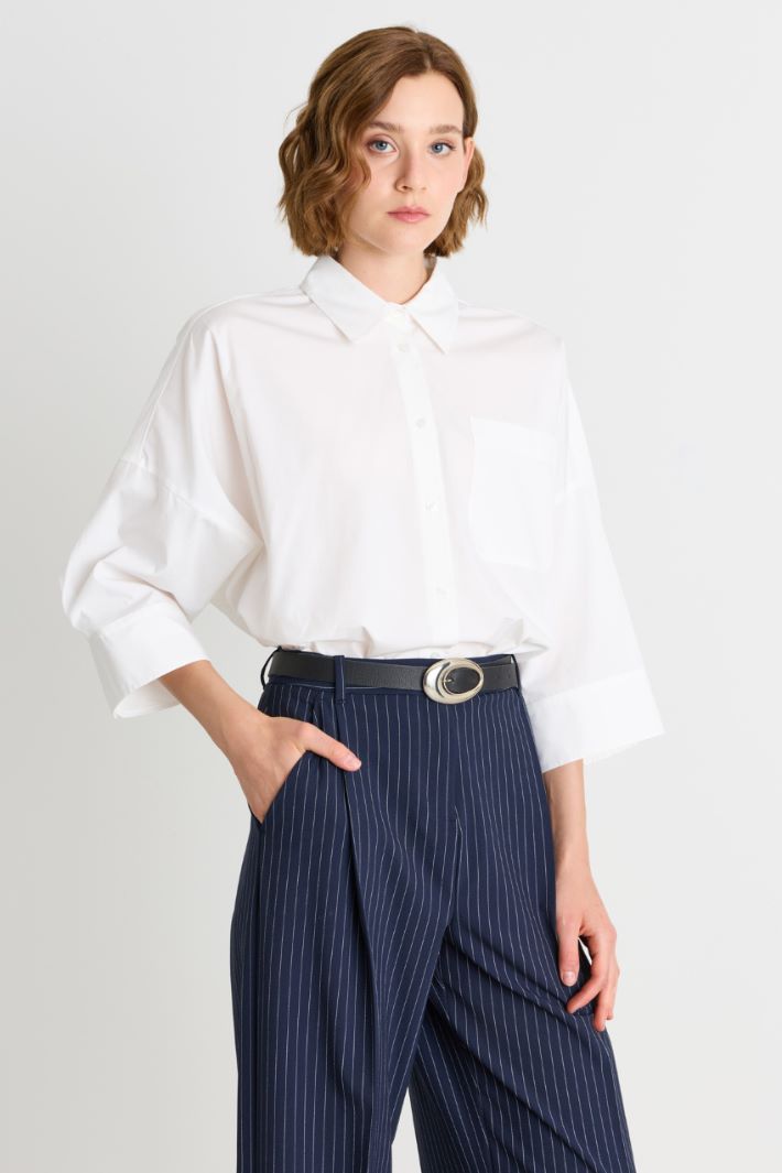 Oversized poplin shirt - WHITE - Intrend - 2