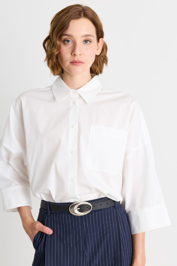 Oversized poplin shirt - WHITE - Intrend - 3