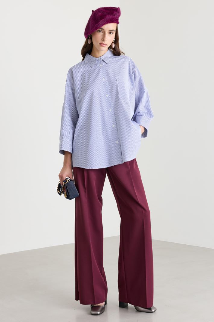 Oversized poplin shirt - BLUE WHITE - Intrend