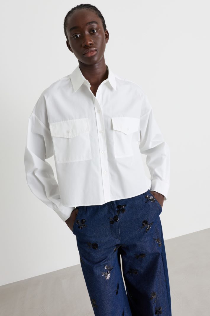 Camicia boxy con tasche - BIANCO - Intrend - 2