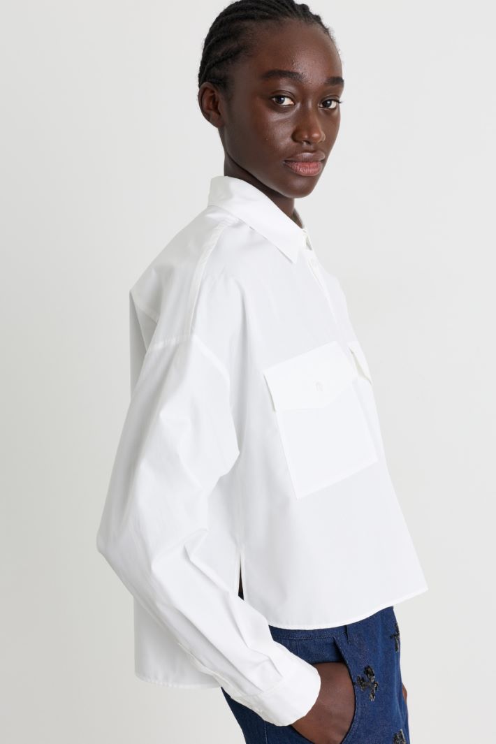 Camicia boxy con tasche - BIANCO - Intrend - 3