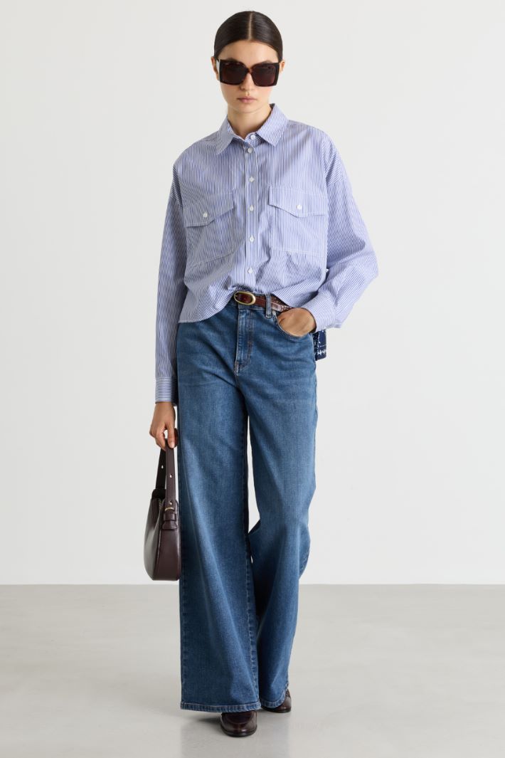 Camicia boxy con tasche - BLU - Intrend