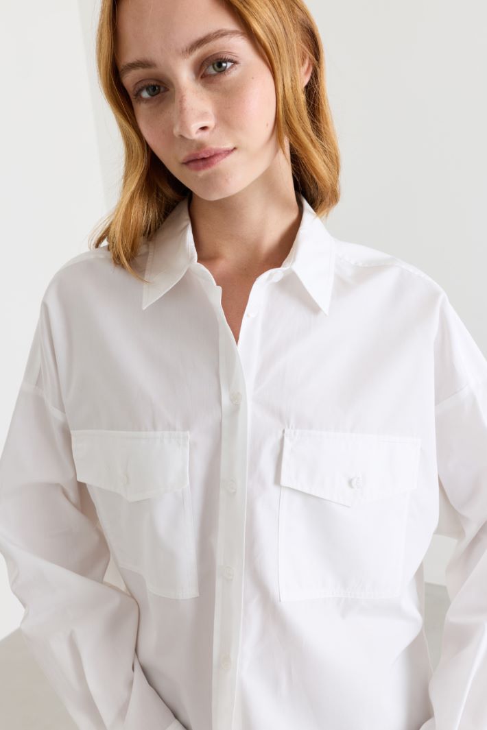 Camicia boxy con tasche - BIANCO - Intrend - 3