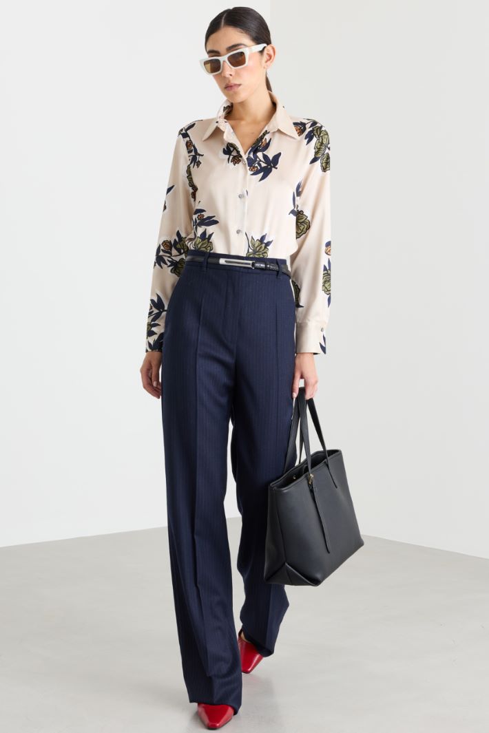 Camicia in twill stampato - BIANCO - Intrend