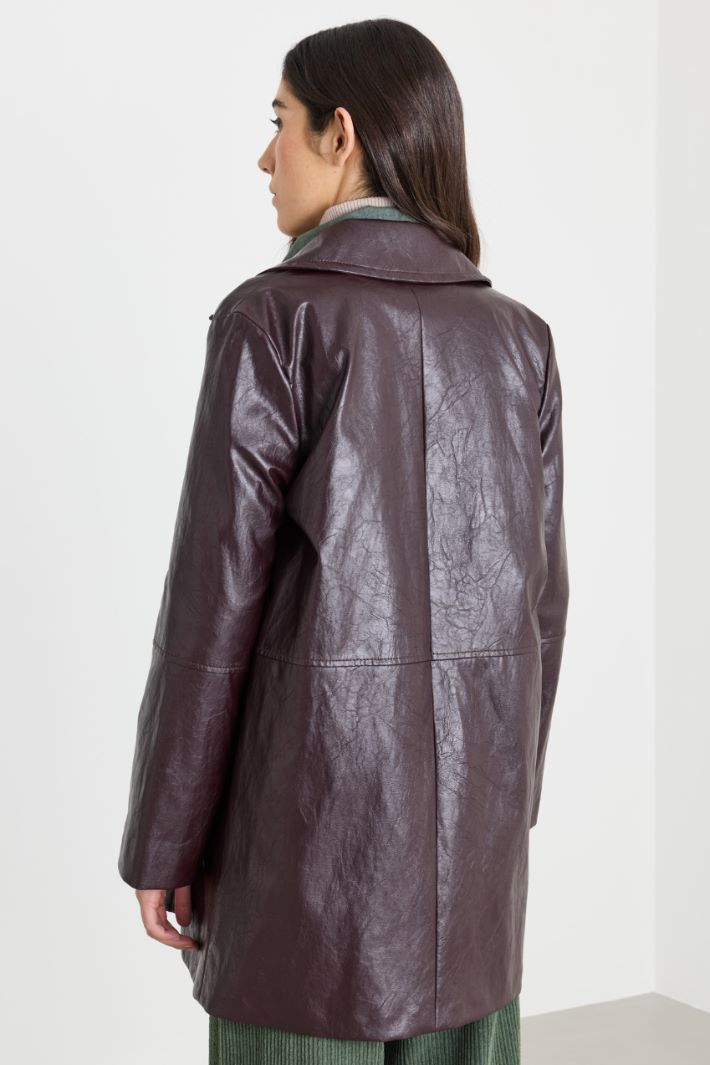 Long coated jersey jacket - BROWN - Intrend - 4