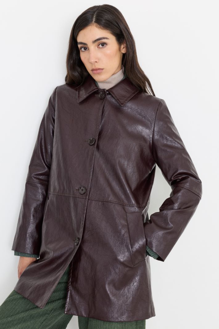 Long coated jersey jacket - BROWN - Intrend - 2