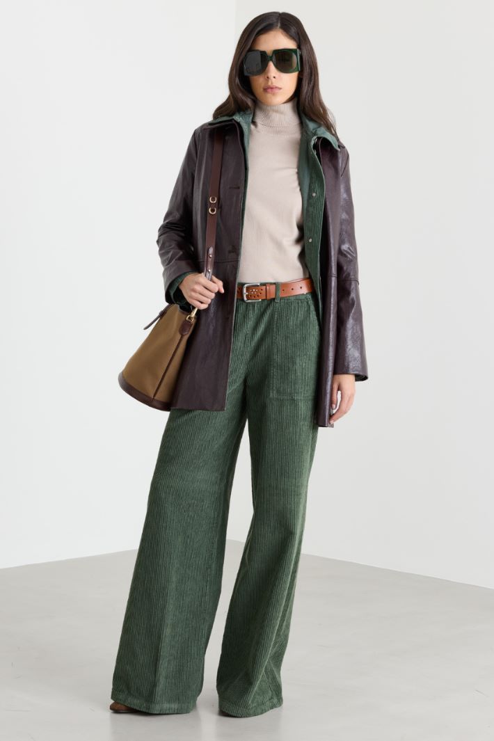 Long coated jersey jacket - BROWN - Intrend
