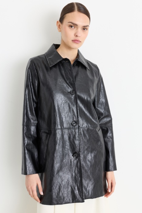 Long coated jersey jacket - Intrend