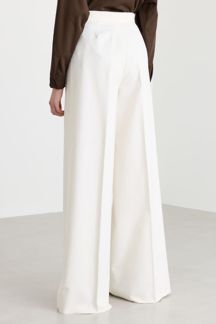 Wide-leg double-weave cotton trousers - WHITE - Intrend - 4