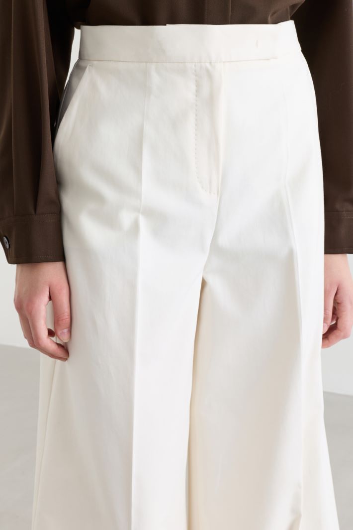Wide-leg double-weave cotton trousers - WHITE - Intrend - 3