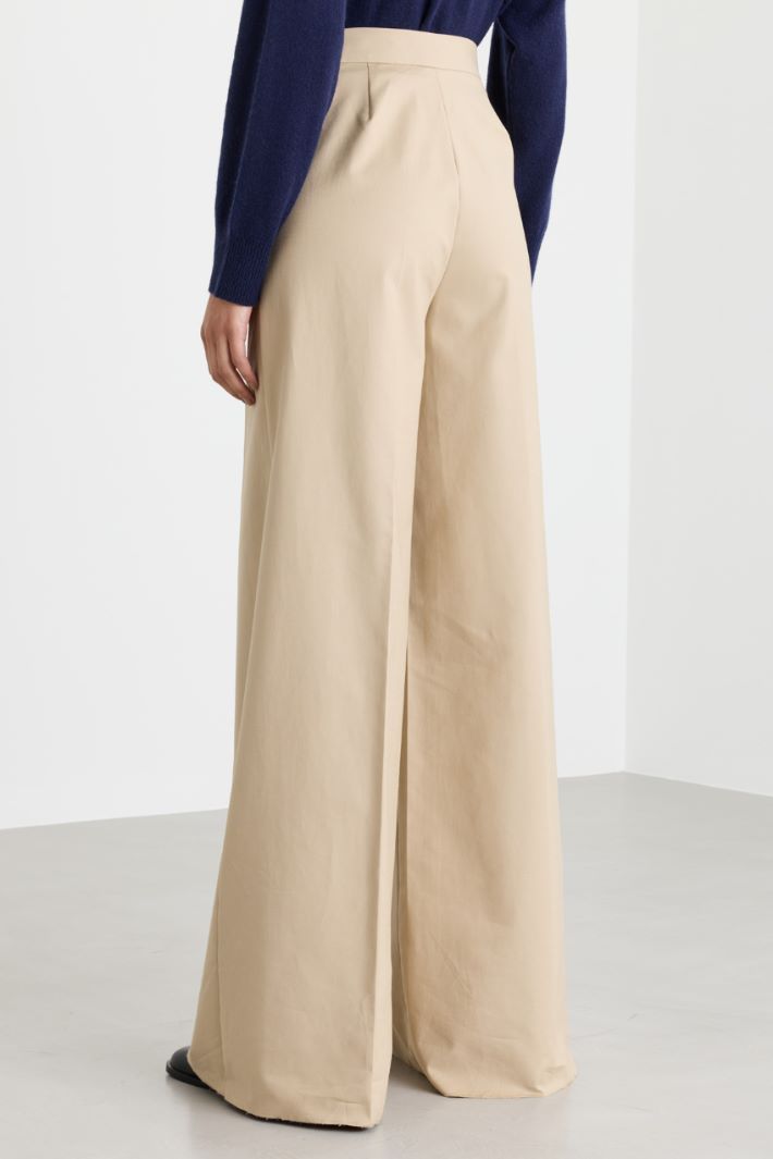 Wide-leg double-weave cotton trousers - CAMEL - Intrend - 4