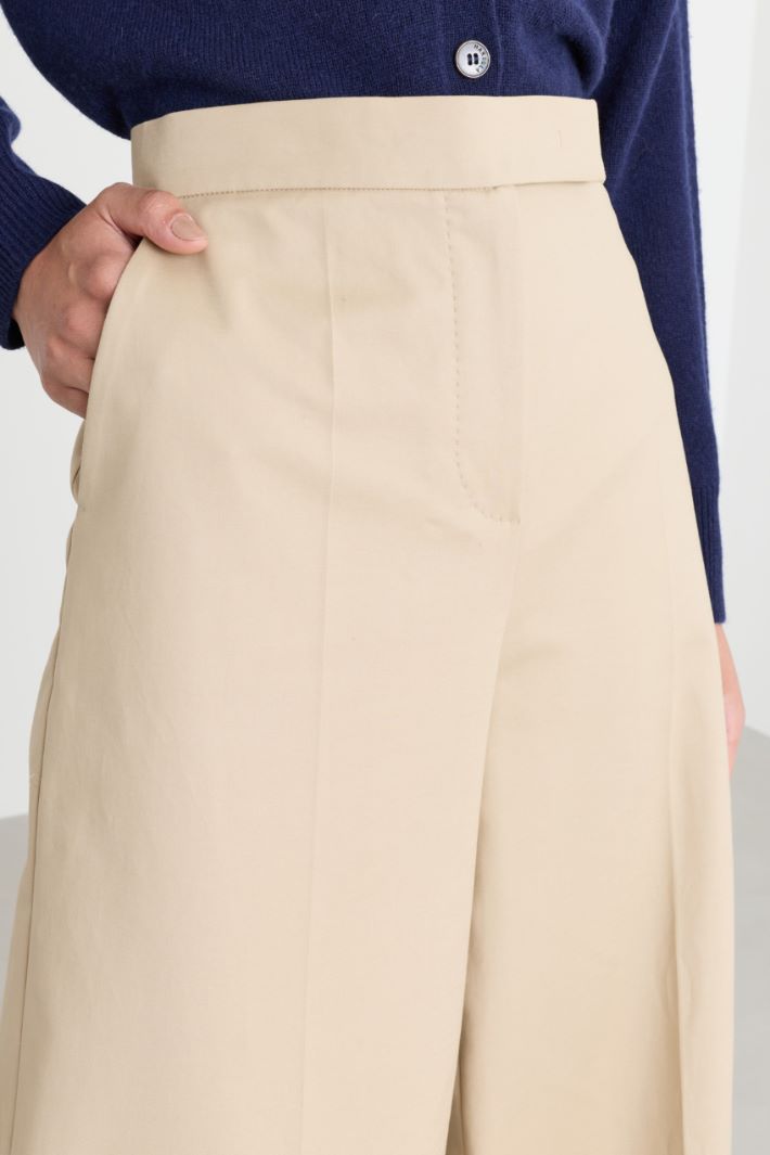 Wide-leg double-weave cotton trousers - CAMEL - Intrend - 3