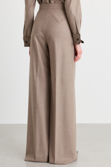 Pantalone palazzo in foulé di cashmere