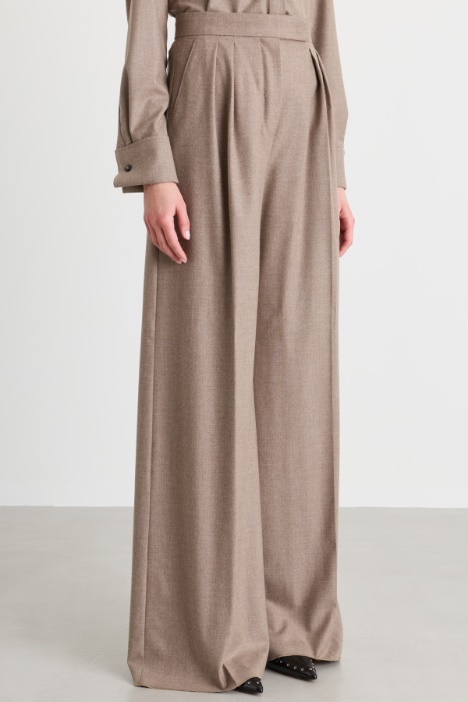 Pantalone palazzo in foulé di cashmere