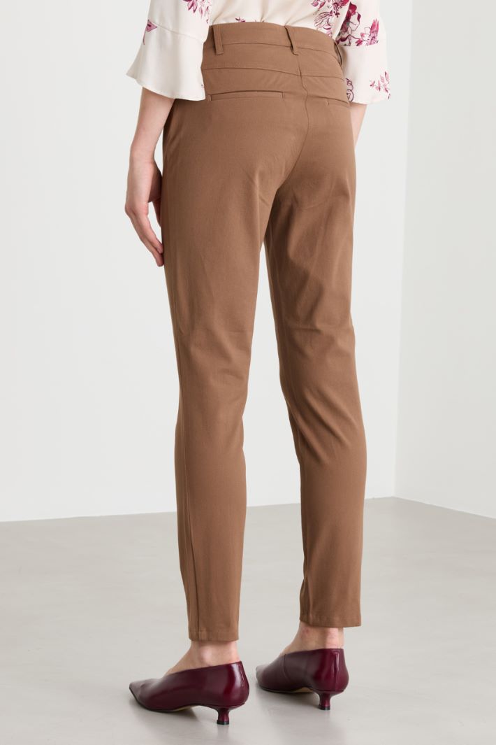 Skinny-Fit Cotton and Viscose Twill Trousers - BROWN - Intrend - 4