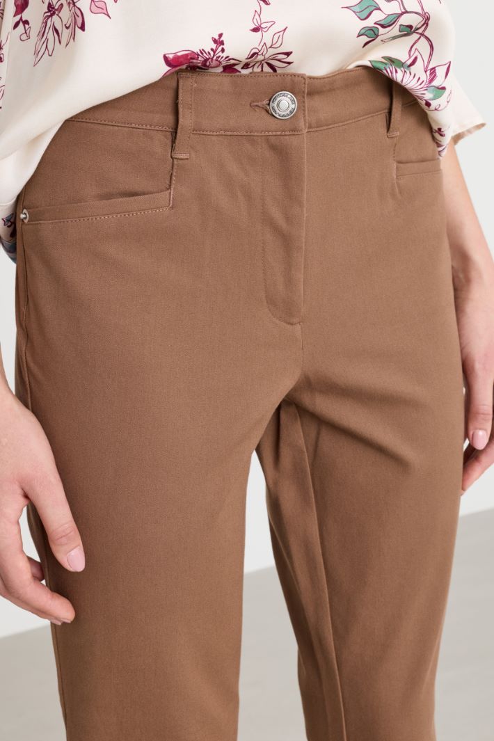 Skinny-Fit Cotton and Viscose Twill Trousers - BROWN - Intrend - 3