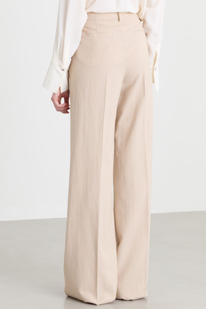 Pinstripe gabardine trousers - BEIGE - Intrend - 4