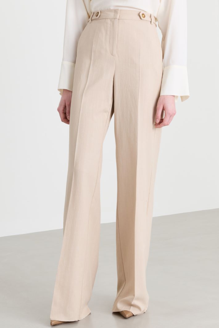 Pinstripe gabardine trousers - BEIGE - Intrend - 2