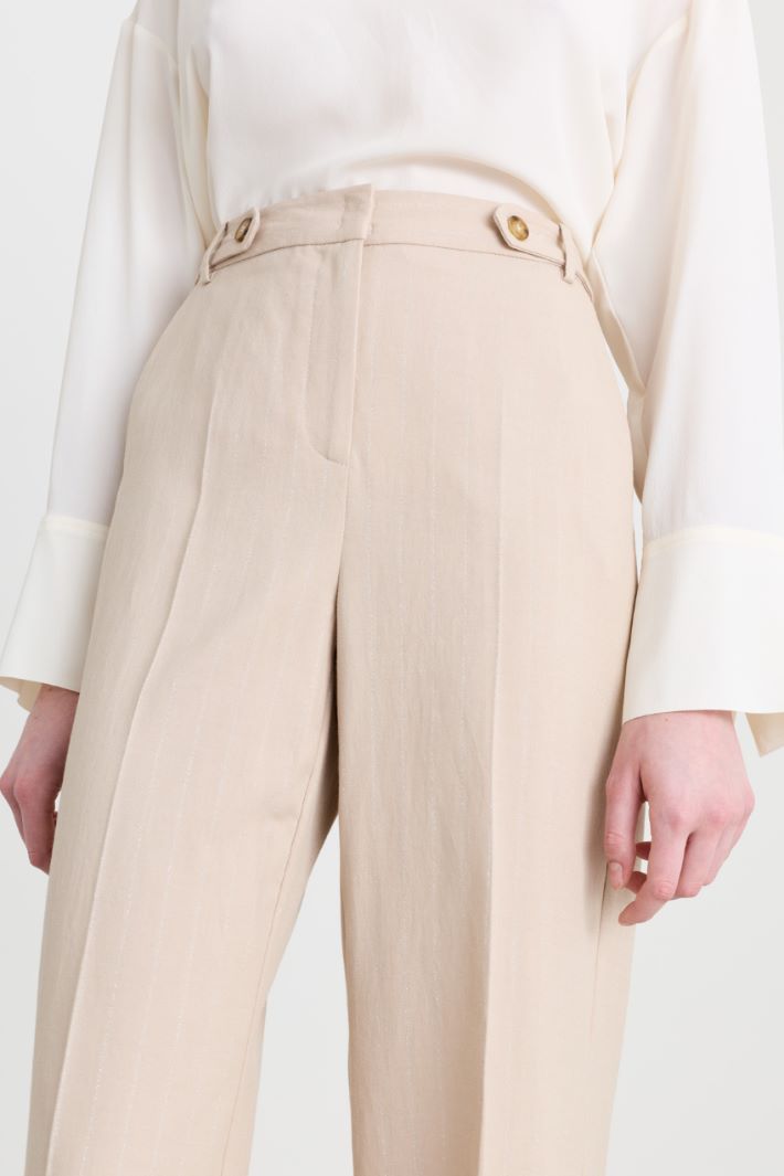 Pinstripe gabardine trousers - BEIGE - Intrend - 3