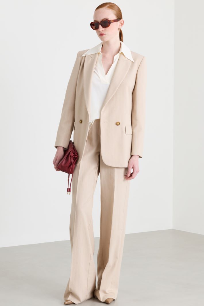 Pinstripe gabardine trousers - BEIGE - Intrend