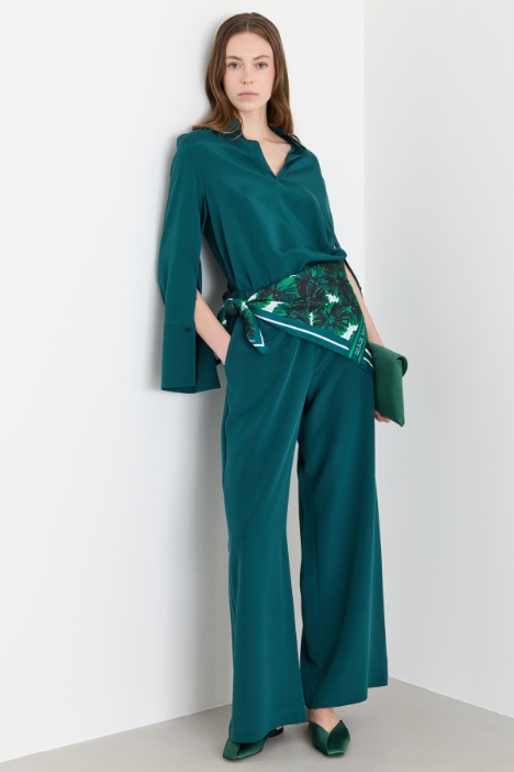 Wide-leg crepe de chine trousers - Intrend