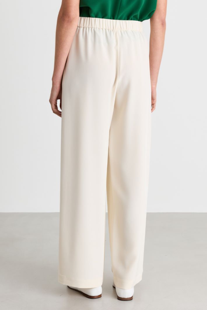 Wide-leg crepe de chine trousers - WHITE - Intrend - 4