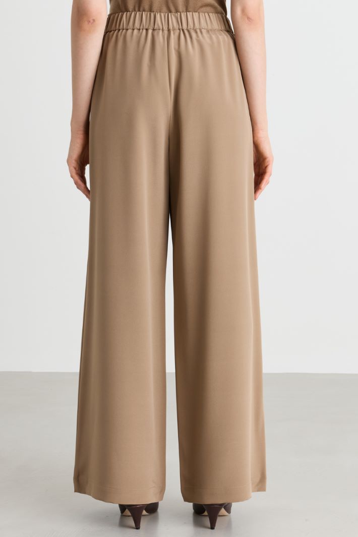 Wide-leg crepe de chine trousers - CAMEL - Intrend - 4