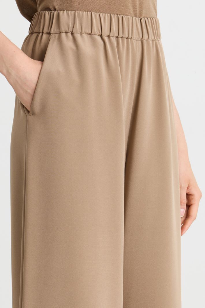 Wide-leg crepe de chine trousers - CAMEL - Intrend - 3